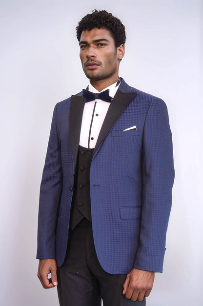 Patterned Jacket Navy Blue Tuxedo