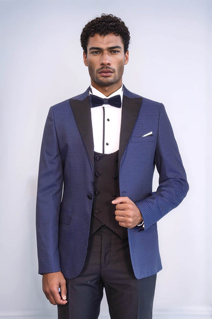 Patterned Jacket Navy Blue Tuxedo