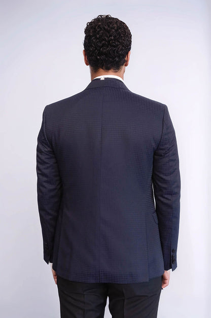 Patterned Jacket Combined Navy Blue Tuxedo