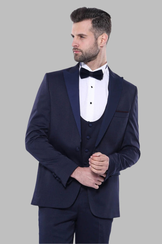 Detachable Lapel Navy Suit