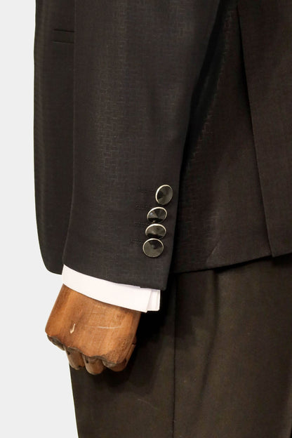 KOALA SYDNEY  Shawl Lapel Patterned Black Men Wedding Suit |