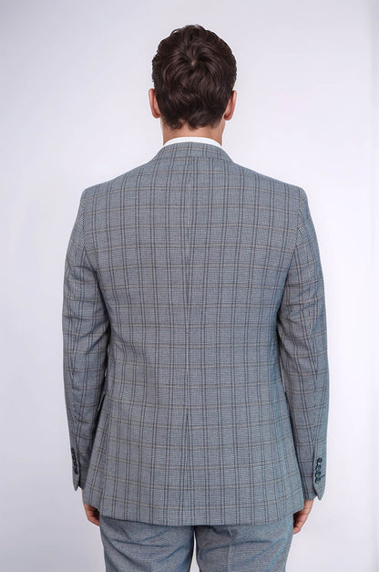 Plaid Navy Slim-Fit Vested Suit