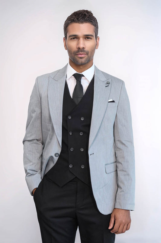 KOALA SYDNEY  Black Double Breasted Vest Grey Men Suit -