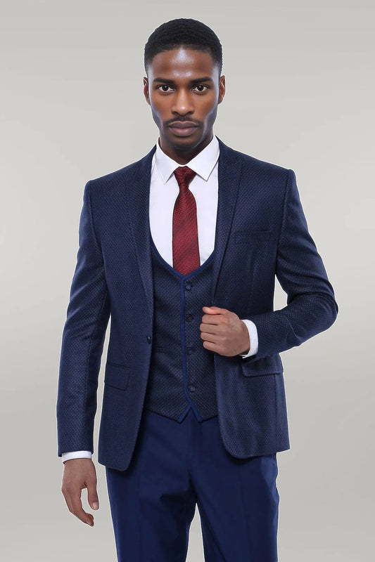 Dot-Patterned Vested Suit |