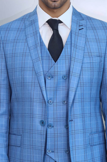 KOALA SYDNEY  Checked Light Blue Men Suit -