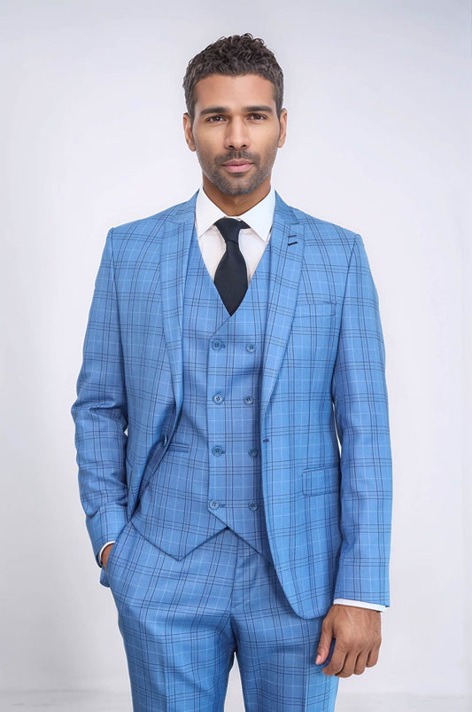 KOALA SYDNEY  Checked Light Blue Men Suit -