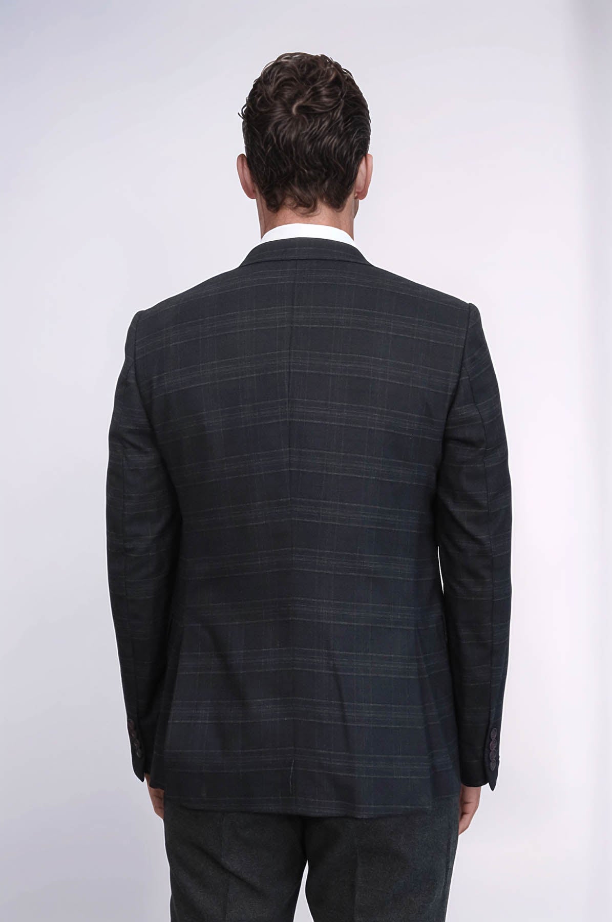 KOALA SYDNEY  Plaid 3 Piece Black Suit |