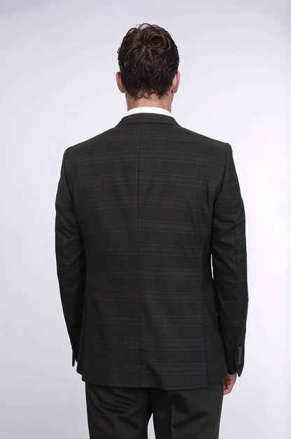 Brown Plaid Men's Winter 3 Piece Suit - Wessi
