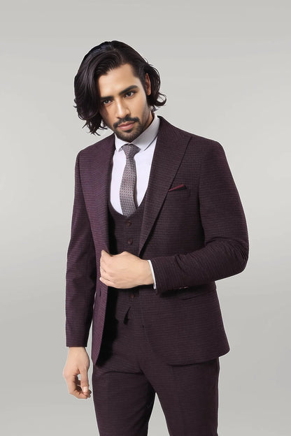 Patterned Burgundy Suit -