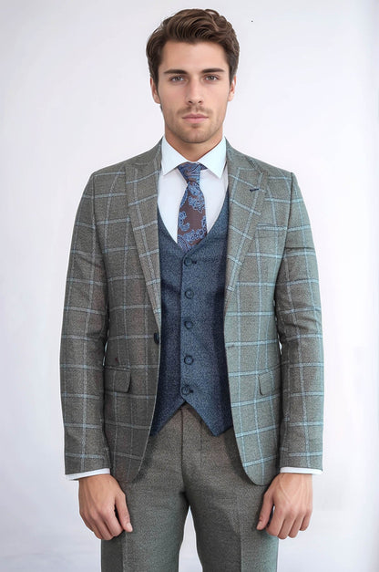 Vested Grey Men Suit