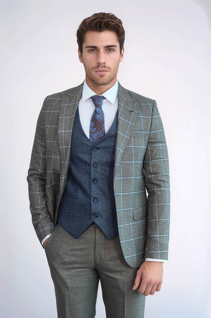 Vested Grey Men Suit
