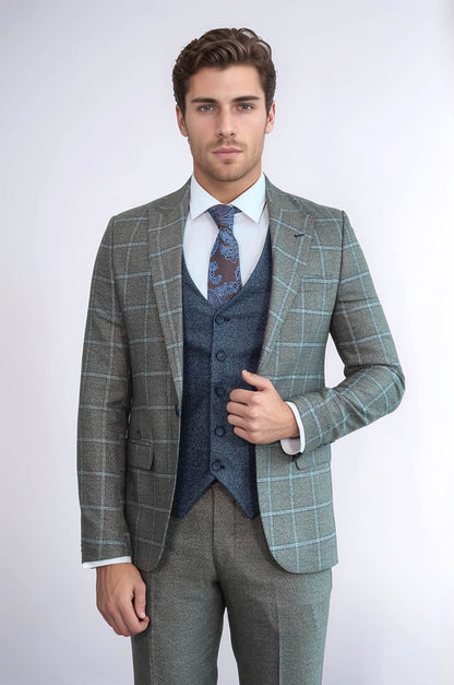 Vested Grey Men Suit