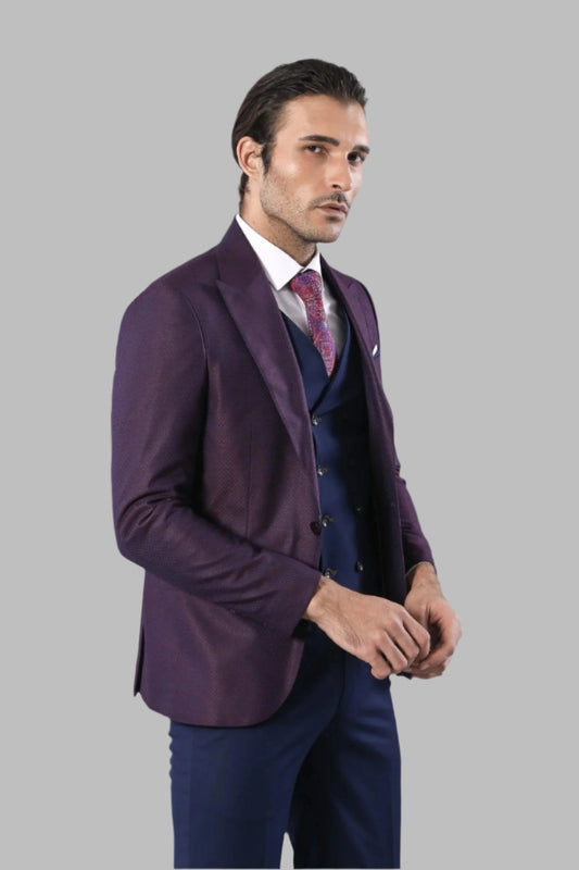 KOALA SYDNEY  Burgundy Jacket Combined Navy Blue Suit -