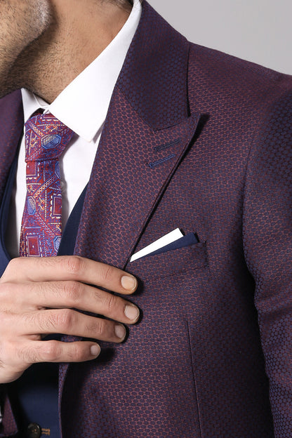KOALA SYDNEY  Burgundy Jacket Combined Navy Blue Suit -