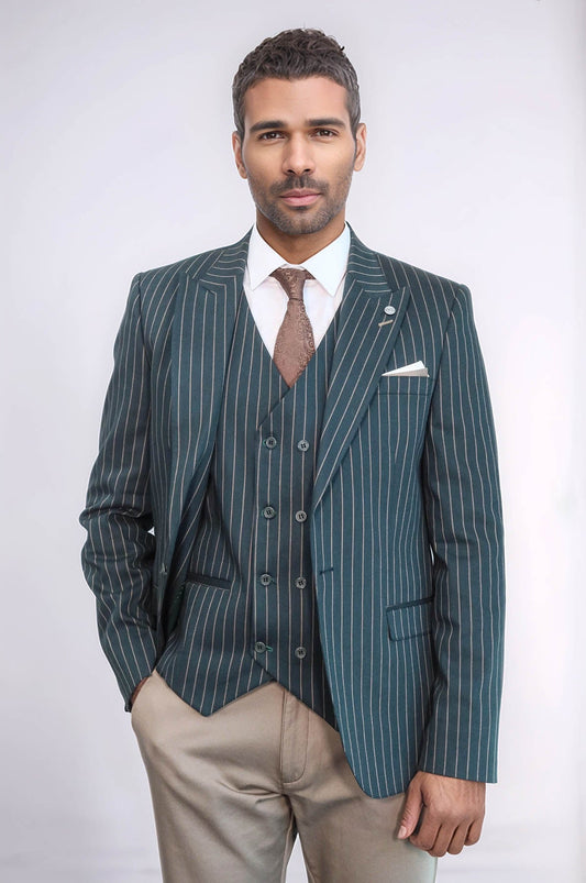 KOALA SYDNEY  Striped Jacket Green Men's Suit |