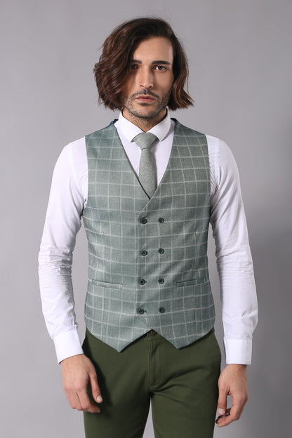 KOALA SYDNEY  Combined Vested Green Plaid Men's Suit