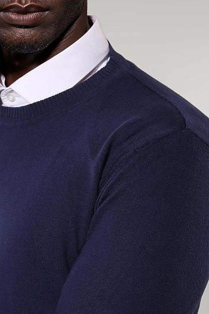 Circle Collar Navy Blue Sweater