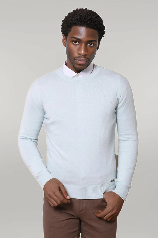Circle Collar Ice Blue Sweater
