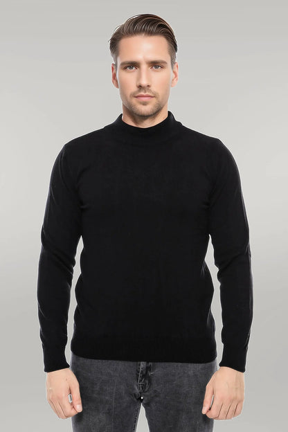 Half Turtleneck Black Knitwear Sweater - Wessi