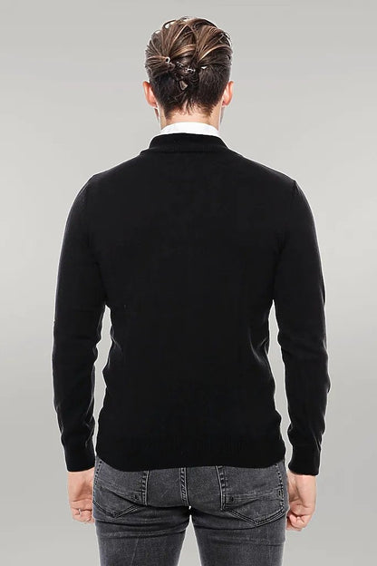 Half Turtleneck Black Knitwear Sweater - Wessi