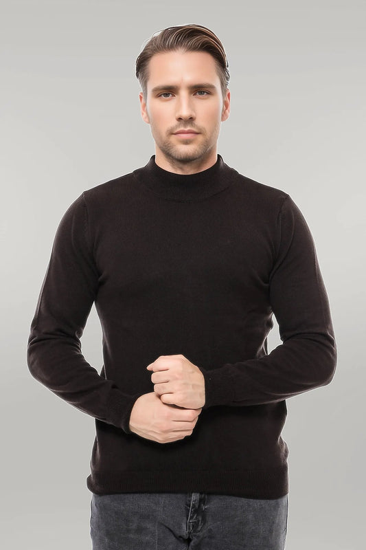 Half Turtleneck Brown Knitwear Sweater - Wessi