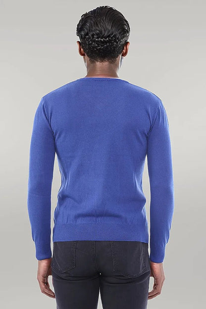 V Neck Indigo Men Sweater