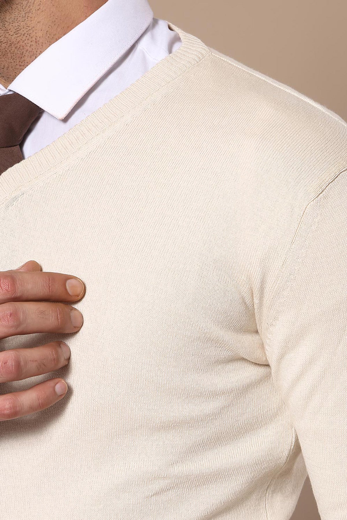 V Neck Cream Sweater