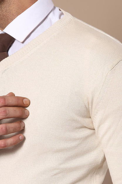V Neck Cream Sweater