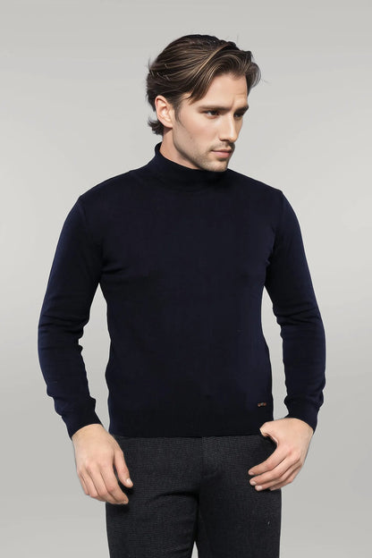 Turtleneck Navy Blue Men Sweater