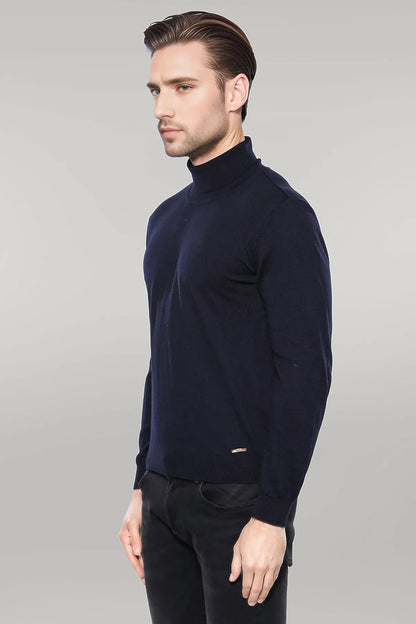 Turtleneck Navy Blue Men Sweater