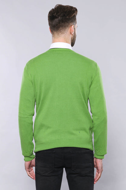 V Neck Dark Green Sweater
