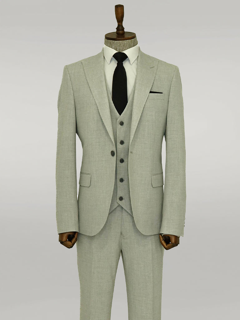 KOALA SYDNEY  Three Piece Slim Fit Single Button Grey Men Suit