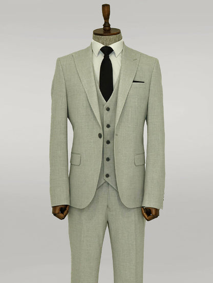 KOALA SYDNEY  Three Piece Slim Fit Single Button Grey Men Suit