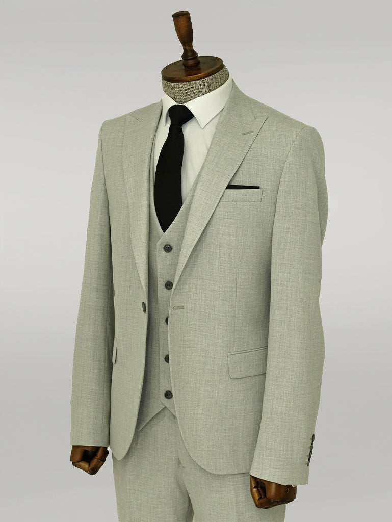 KOALA SYDNEY  Three Piece Slim Fit Single Button Grey Men Suit