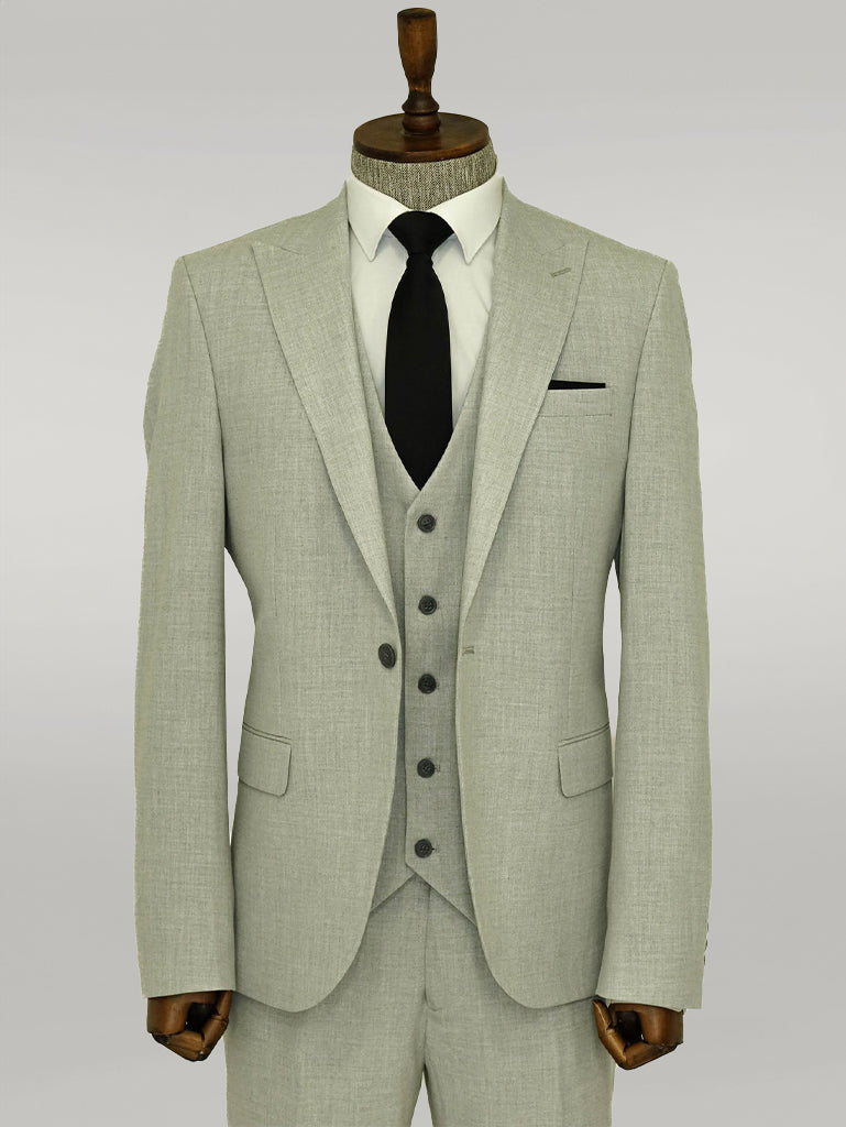 KOALA SYDNEY  Three Piece Slim Fit Single Button Grey Men Suit