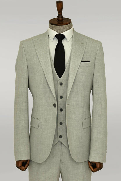 KOALA SYDNEY  Three Piece Slim Fit Single Button Grey Men Suit