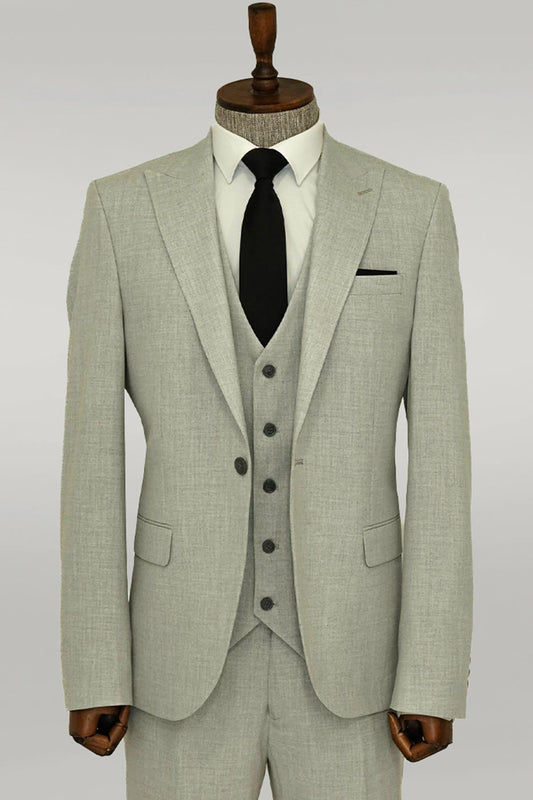 KOALA SYDNEY  Three Piece Slim Fit Single Button Grey Men Suit