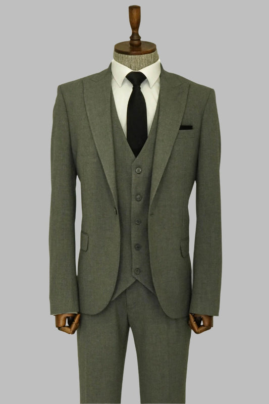 KOALA SYDNEY  Three Piece Slim Fit Single Button Grey Men Suit