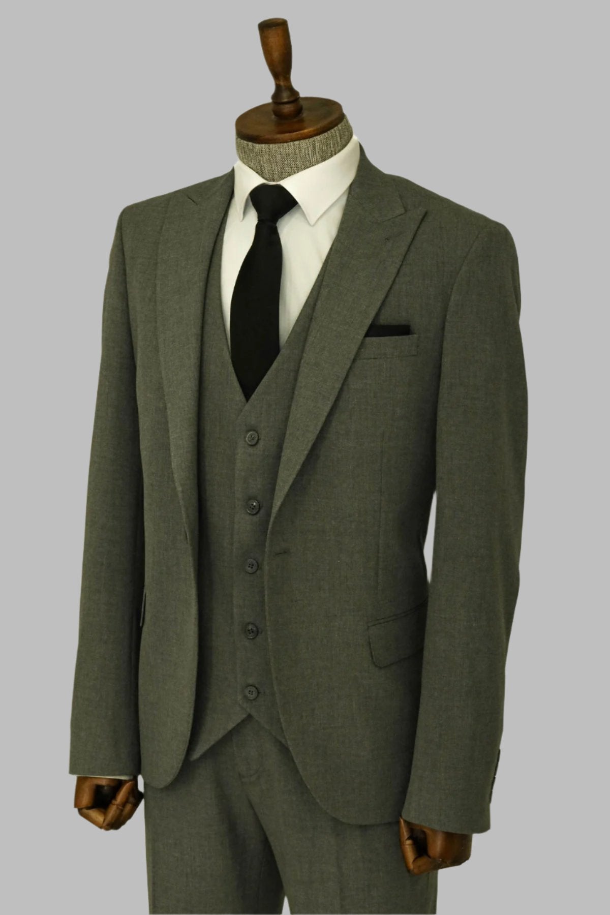 KOALA SYDNEY  Three Piece Slim Fit Single Button Grey Men Suit