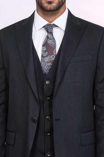 KOALA SYDNEY 3 -Piece Single Button Peak Lapel Black Men Suit