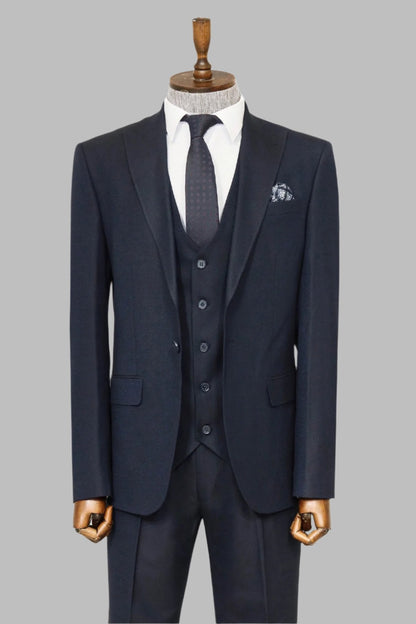 KOALA SYDNEY  3 -Piece Single Button Peak Lapel Navy Blue Men Suit -