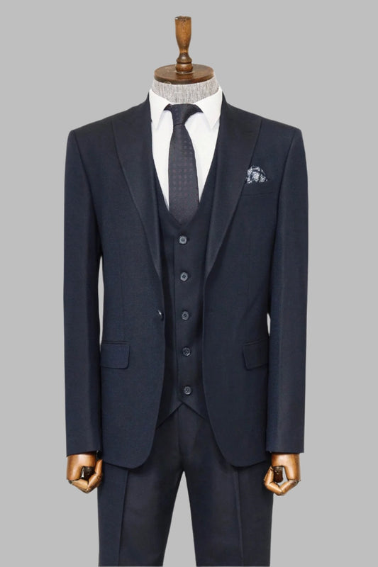 KOALA SYDNEY  3 -Piece Single Button Peak Lapel Navy Blue Men Suit -