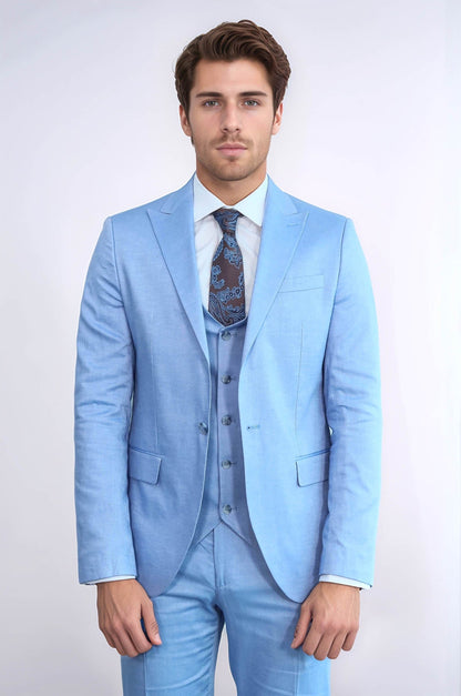 KOALA SYDNEY 3 -Piece Single Button Peak Lapel Ice Blue Men Suit