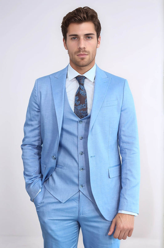 KOALA SYDNEY 3 -Piece Single Button Peak Lapel Ice Blue Men Suit