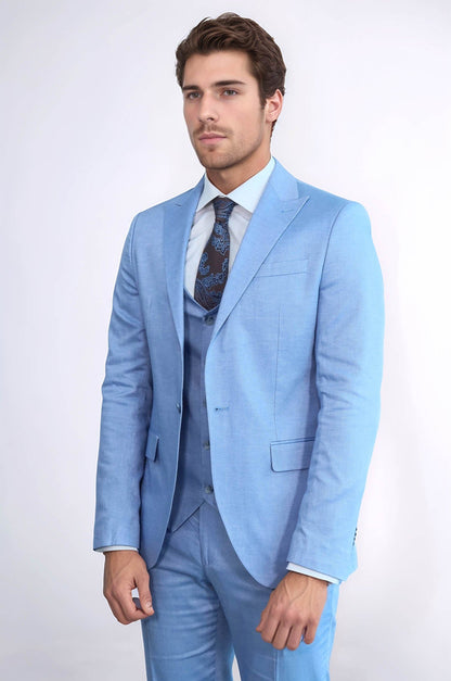 KOALA SYDNEY 3 -Piece Single Button Peak Lapel Ice Blue Men Suit