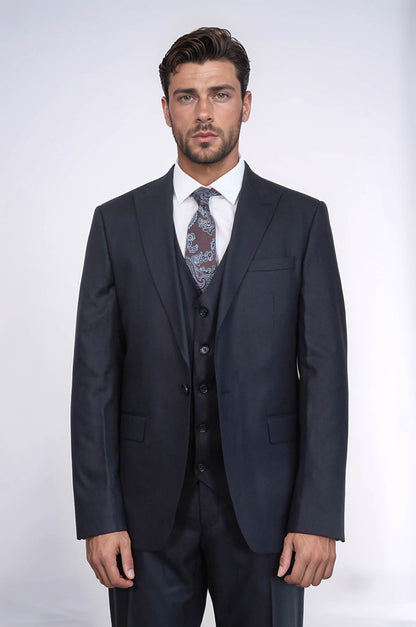 KOALA SYDNEY 3 -Piece Single Button Peak Lapel Dark Blue Men Suit