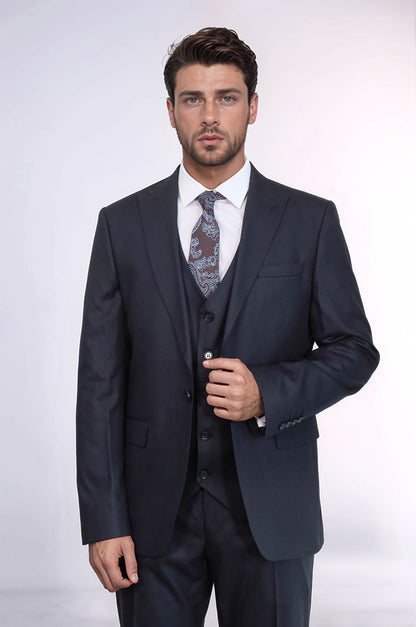 KOALA SYDNEY 3 -Piece Single Button Peak Lapel Dark Blue Men Suit