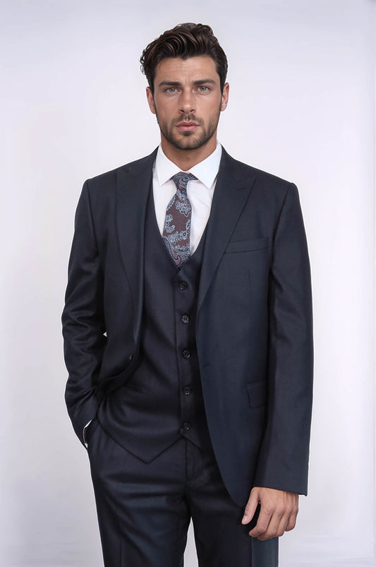 KOALA SYDNEY 3 -Piece Single Button Peak Lapel Dark Blue Men Suit
