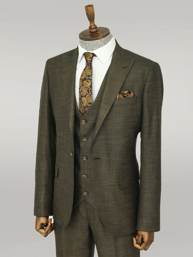 KOALA SYDNEY 3 -Piece Single Button Peak Lapel Khaki Men Suit