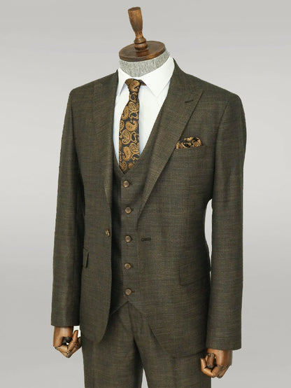 KOALA SYDNEY 3 -Piece Single Button Peak Lapel Khaki Men Suit